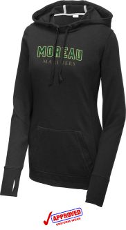 Sport-Tek Ladies Tri-Blend Wicking Fleece Hooded Pullover, Black